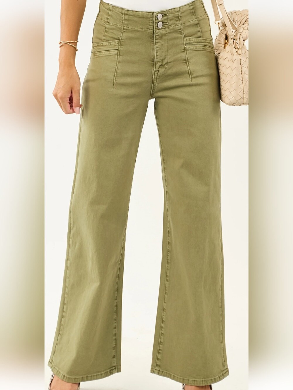 Altar'd State Olive Green Wide-Leg Jeans